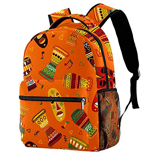 Sac à dos campus motif tribal orange parfait pour les sorties scolaires et voyages