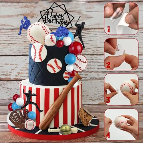 Decoración temática de béisbol para tartas con adornos de feliz cumpleaños para niños 5