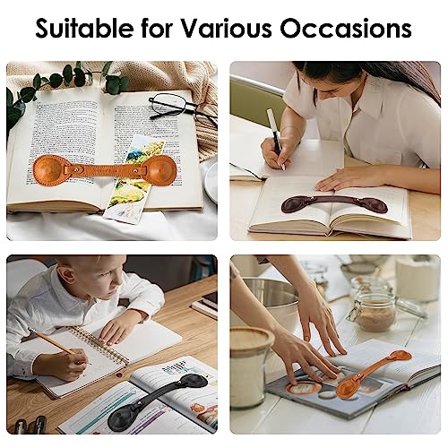 Image of Leather Weighted Book Page Holder for Women Men, Book Weight Page Holder for Book Lovers, Book Accessories Gift for Reading Lovers (Umber)