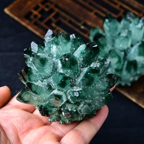 Cristal de cuarzo fantasma verde natural y piedra curativa cruda de limpieza 4