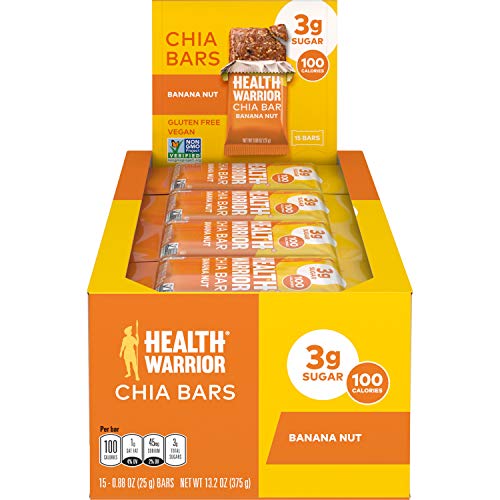 HEALTH WARRIOR Chia Bars, Banana Nut, Gluten Free, Vegan, 25g bars, 15 Count