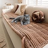 FUNNY FUZZY Pet Couch Covers for Sofa, Washable Dog Couch Cover Protector for Dogs, Flannel Couch Covers for Dogs Pet Friendly Pets Mat Bed Sofa Cover (Brown, 27.6