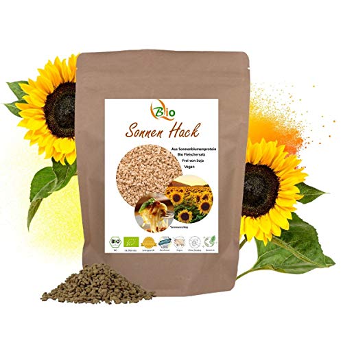 Fleischersatz aus BIO Sonnenblumenprotein - 500 g - Hackfleisch Ersatz - Reich an Protein & arm an Kohlenhydraten - Veganes Sonnenblumenhack - Lactose & Glutenfrei - Veganer Fleischersatz - DE-ÖKO-001 Cover
