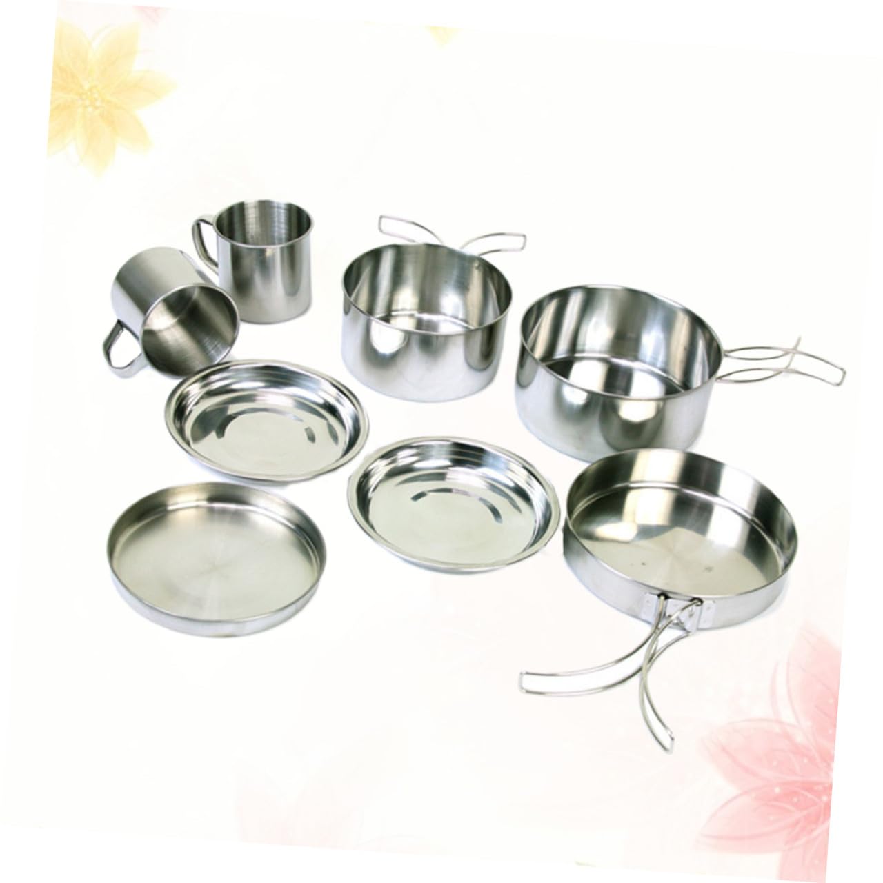 GALPADA 8stücke Kochgeschirr-Set Aus Edelstahl Für Outdoor Tragbarer Topf Picknick-Set Kombinations-Topf-schüssel-Set Mit Deckel Für Camping Grillen Und Wandern Silber