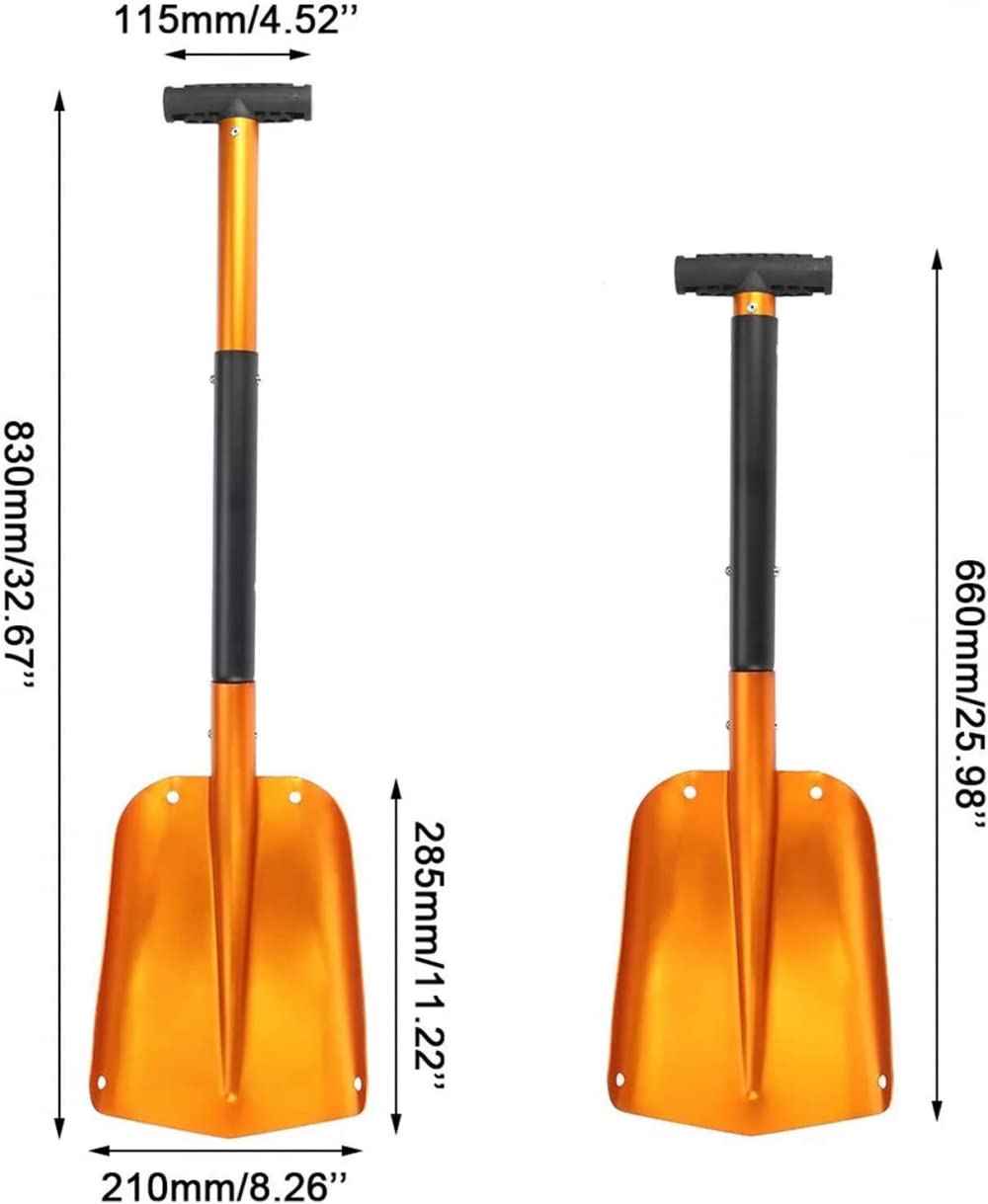 klappspaten Auto Schnee,Faltbare Campingschaufel,multifunktionaler Klappspaten, Mini-Grabenschaufel Eisen Griff Outdoor Ski Sport Snowboard Schnee Werkzeug-Gold
