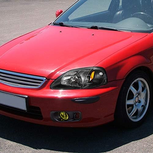 Carpartsinnovate Fits Honda 99-00 Civic EK 2/3/4Dr Yellow Fog Lamps Driving Lights Kit+Switch Pair