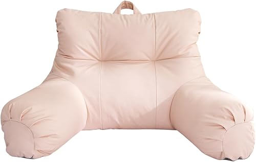 NTBED Almohada de lectura de piel sintética grande para adultos y adolescentes, almohada de respaldo con brazos, almohada para sentarse en la cama
