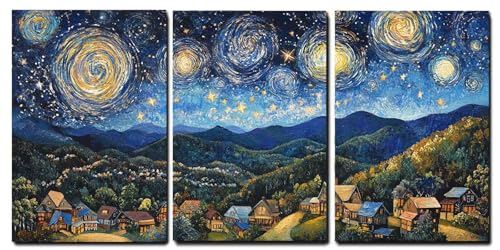 Tableaux sur Toile Rural Oujkeef Lot de 3 Décoration Murale Moderne Paysage 55x80cm
