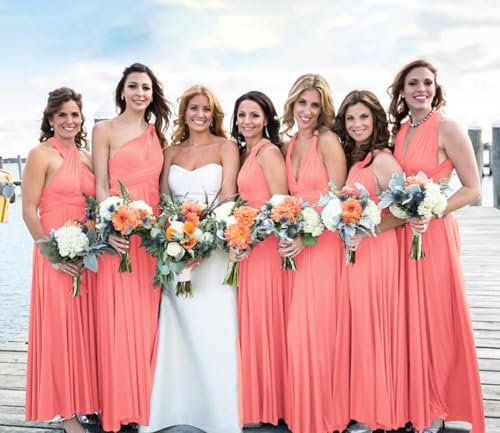 Image of Multi-Way Wrap Infinity Maxi Dress for Bridesmaids & Wedding Guest | 31 Colors for All Wedding Themes, One Size & Plus, 1 Dress for Any Events, Evening, Prom, Gala, Non-See-Through, Wrinkle-Free