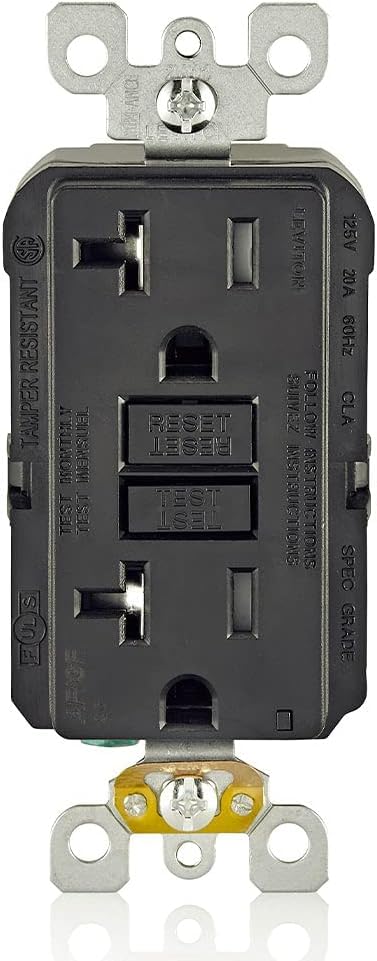 Image of Leviton Dual-Function AFCI /GFCI Outlet,20 Amp,Self Test,Tamper-Resistant with LED Indicator Light,Protection from Both Electrical Shock and Electrical Fires in One Device,AGTR2-E,Black (Pack of 10)