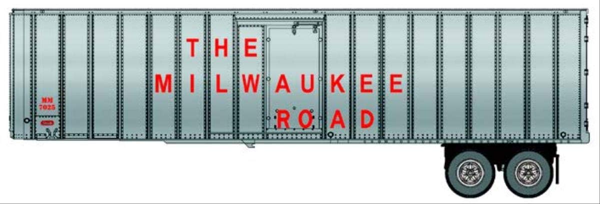 Walthers HO Scale 1/87 Scenemaster Flexi-Van 40' Trailer 2-Pack - Assembled - Milwaukee Road #2 (Large Name w/Side Doors)