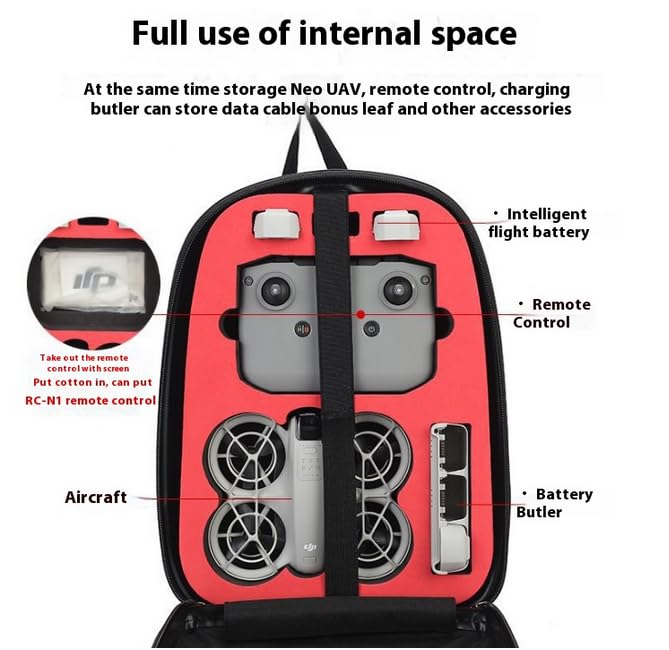 Coyktonty Backpack, Waterproof Travel Case Hard Shell Shoulder Bag for DJI Neo Fly More Combo, Compatibility DJI RC 2/RC-N3/N2 Controller