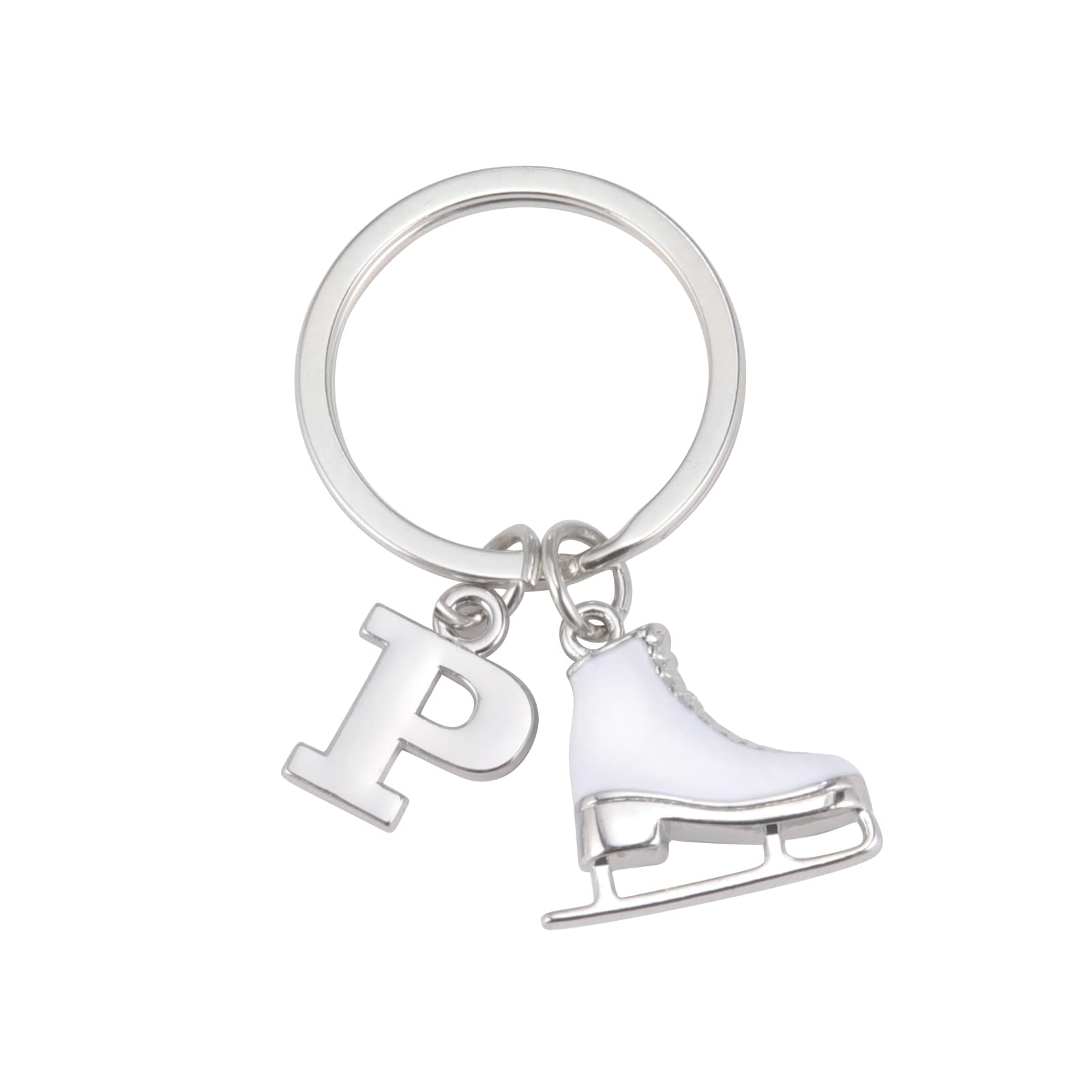 LIKGREAT Ice Skate Keychain Figure Skating Keychains Initial Ice Skating Charm Keyring Handbag Decoration, P, Medium