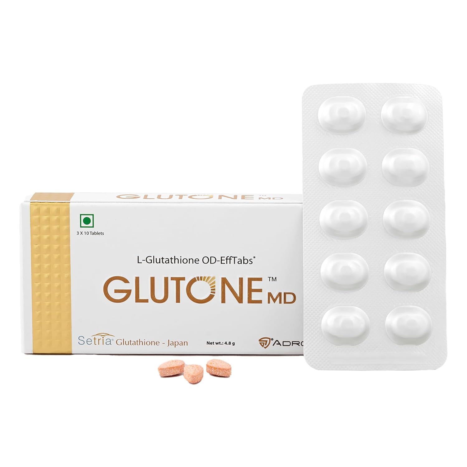 MD – Glutathione Mouth-Dissolving Tablets| Made with Setria L-Glutathione (Japan) 100mg| Radiant Glow & Even Skin Tone| Pack of 30 Tablets (Orange)