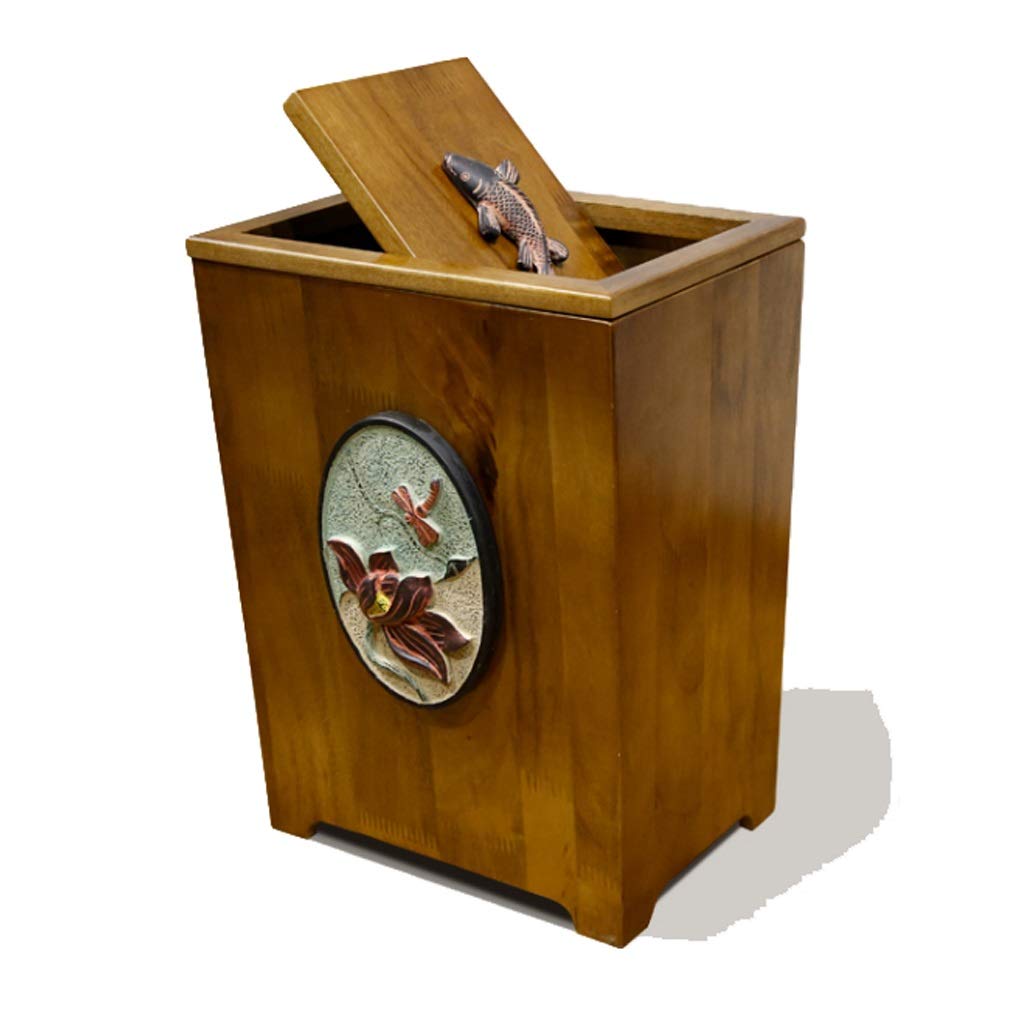 Poubelle de cuisine anti odeur en bois massif : grand bac discret salon et bureau