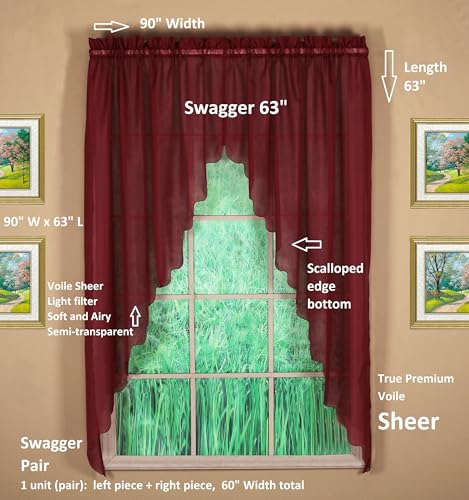 Todayscurtainemeliaoriginalvoileswaggerpair63burgundy90wx63l Urban Country Home Decor Todays curtain emelia original voile swagger pair 63 burgundy 90 w x 63 l urban country home decor
