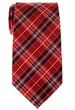 Retreez Stylish Plaid Checkered Woven Microfiber Men's Tie - Red and Navy Blue