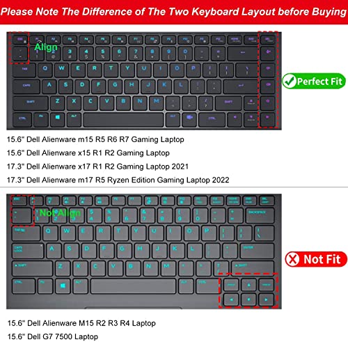 Image of Keyboard Cover Skin for 2024 2023 Dell Alienware M16 R1 R2, Dell G16 7630, Alienware x17 R2 R1 17.3 inch, Alienware m15 R5 R6 R7 & Alienware x15 R1 R2 15.6 inch, Alienware m17 R5 Protector, Black