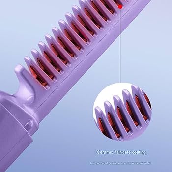 CREAGE 充電式ヘアブラシアイロン パープル クリアージュ