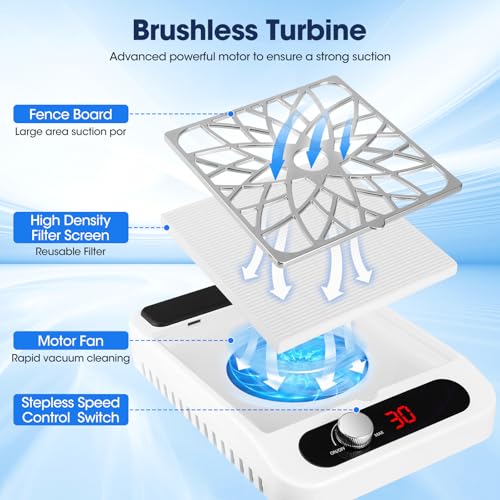 Aspirateur manucure poussiere ongle 80W haute puissance à filtre - 7