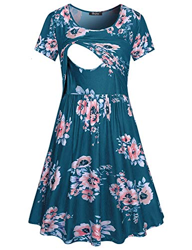 Image of Quinee Women's Floral Short Sleeve Summer Maternity Nursing Breastfeeding Dress