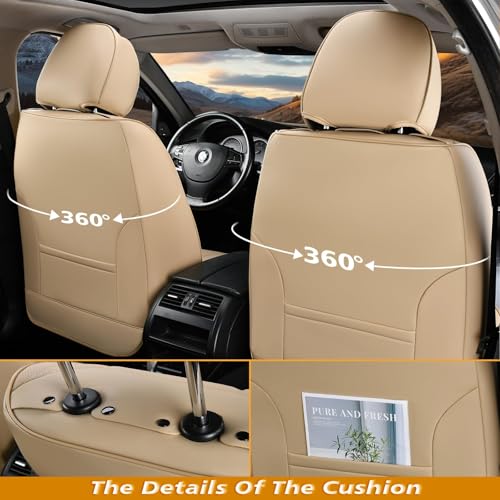 Image of Coverado Car Seat Covers Full Set, 5 Seats Front Seat Cover and Back Seat Covers for Cars, Automotive Seat Covers Nappa Leather Waterproof Seat Covers, Car Seat Protectors Universal for Cars Red