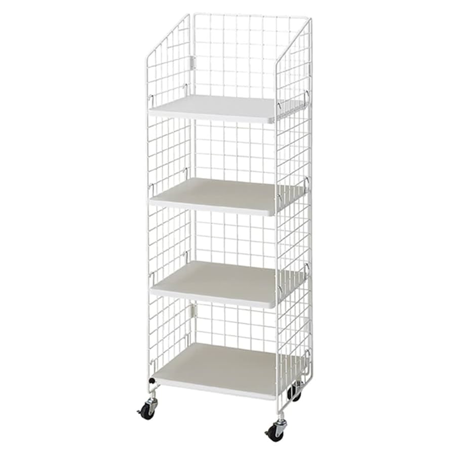 4段 ネットラック　木棚 Amazon｜ネットラック （木棚） W47cm H135cm 白4段 1台 【 店舗