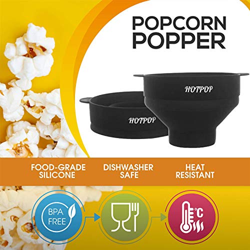 Hotpop Mikrowellen-Popcorn-Drucker, Silikon-Popcorn-Maker, faltbare Schüssel, BPA-frei und spülmaschinenfest, in 20… – Bild 3