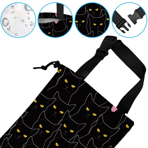 Image of Car Trash Bag Hanging Black Cats Car Trash Can Waterproof Garbage Bag Hanging for Car Back Seat