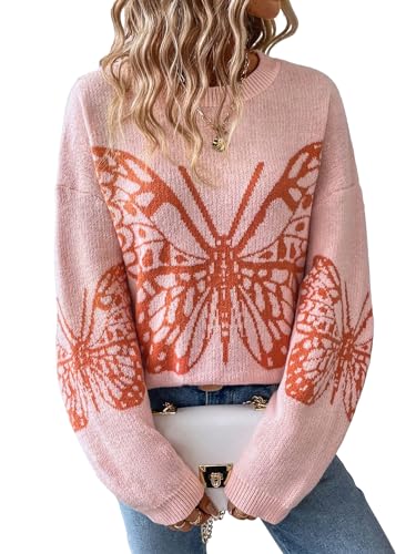 Floerns Women's Graphic Print Long Sleeve Drop Shoulder Sweatshirt Pullovers
