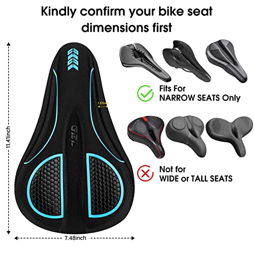 Image of MSDADA Bike Seat Cushion - Gel Bike Seat Cover Padded for Men & Womens Comfort, Soft Bicycle Saddle Compatible with Peloton Exercise Spin Stationary Bike, for Indoor and Outdoor Cycling(Blue)