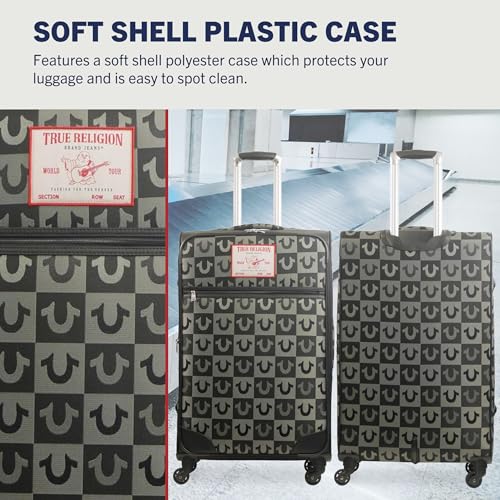 True Religion 31" Rolling Luggage, Soft Sided Suitcases with Spinner Wheels, Black4