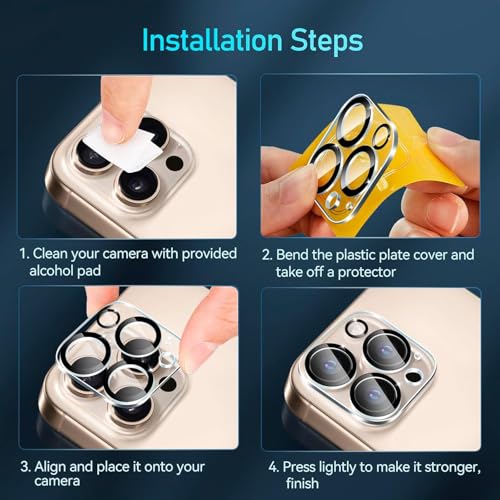 Image of PACK OF 5 MAHIX Camera Lens Protector For IPHONE 16 / 15 PRO / 16 / 15 PRO MAX (SILVER) UHD 9H Glass, Anti Drop, Scratch Resistant, Case Friendly, Removable, Waterproof, Heavy Duty Camera Protector, FIT ALL MODELS
