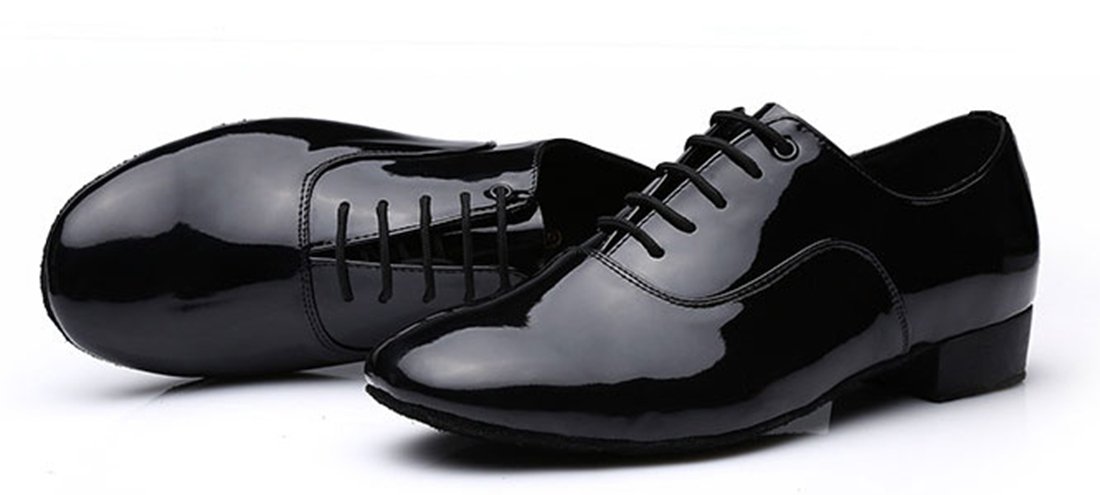 TDA Men's A708 Classic Lace-up Black PU Leather Tango Ballroom Salsa Latin Dance Wedding Shoes 8.5 M US