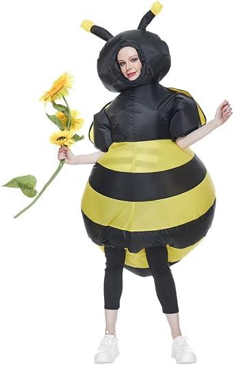EraSpooky Women Bumble Bee Inflatable Costume Funny Adult Halloween Blow-up Animals Outfit