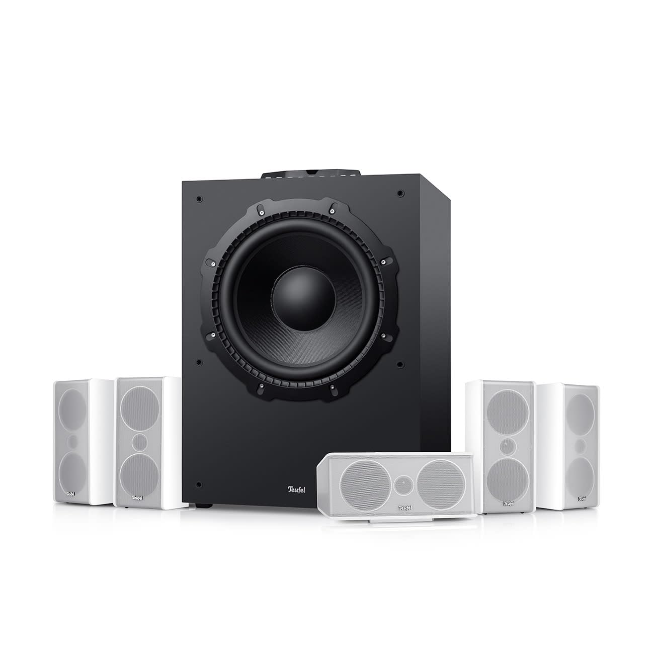 Teufel CONSONO 35 Concept Power Edition 5.1 Surround Soundsystem - Sistema home cinema completo con ricevitore AV integrato e Bluetooth, Dolby Audio, HDMI ARC CEC per Giochi, Film, Musica - bianco
