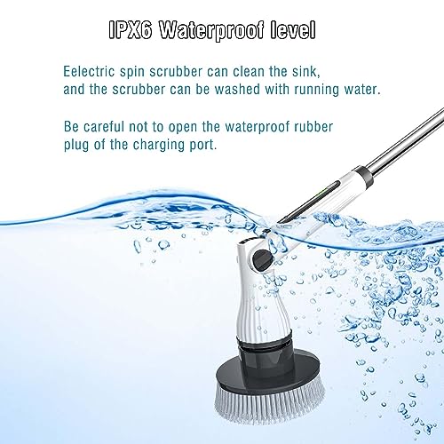 Image of MGLSDeet Electric Spin Scrubber, Rechargeable Cleaning Brush with 8 Replaceable Brush Heads, Cordless Power Scrubber, Electric Scrubber for Cleaning Bathroom, Bathtub, Tile