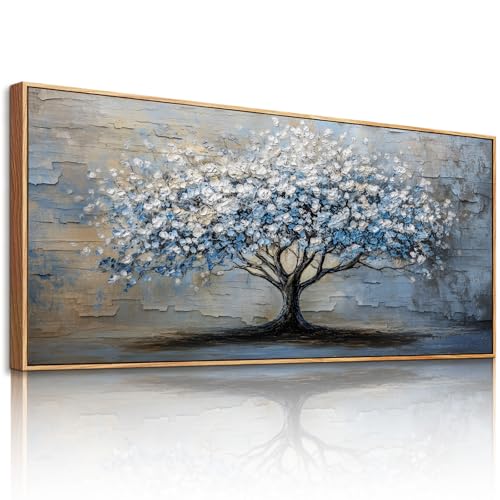 Arbre bleu peinture décorative XL pour une chambre apaisante