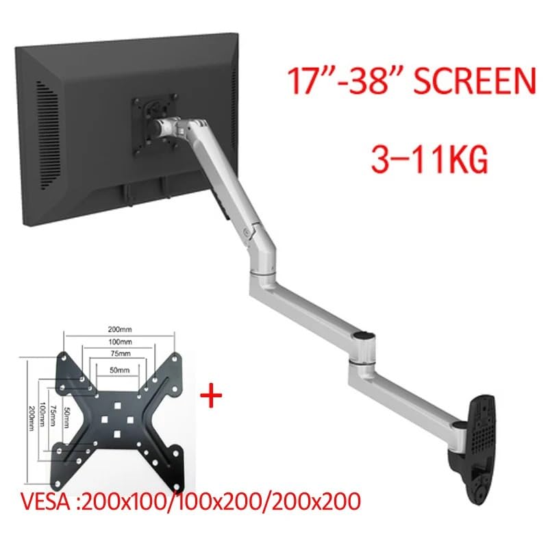 Support écran LCD ressort mécanique bras long articulé 100x100 200x200