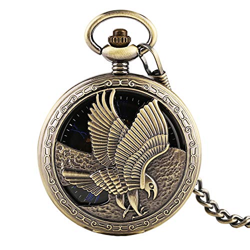 Generic Vintage Bronze Mechanical Pocket Watch Chain Black Dial Blue Roman Numerals Men Watches Gifts (B0BY594MKM) Amazon Price History, Amazon Price Tracker