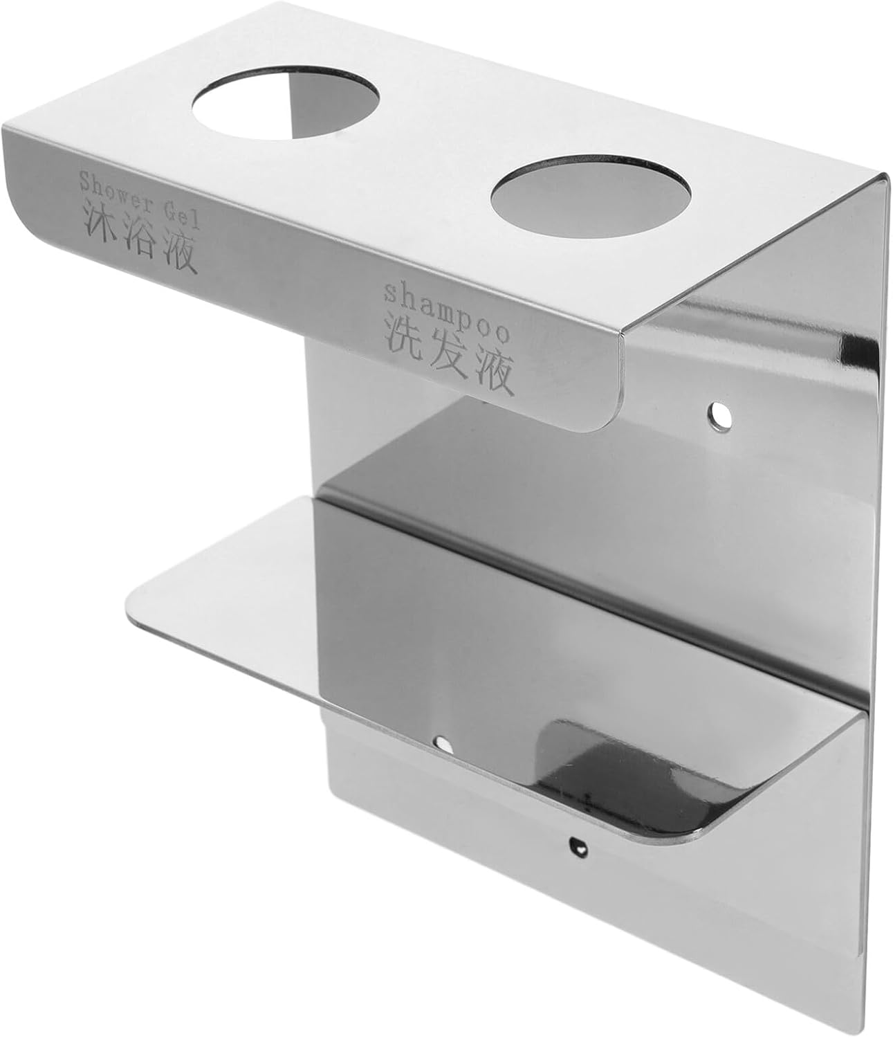 Sosoport Stainless Steel Shampoo Bottle Dispenser Holder Wall Mount, No-drill Dual Liquid Soap Dispenser Bracket for Bathroom Shower Storage