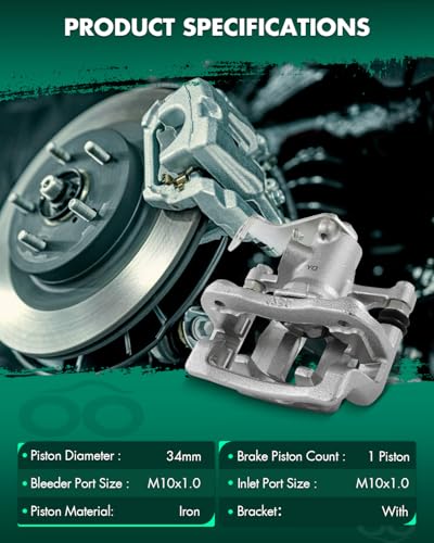 Image of SCITOO 19B6793 Rear Left Disc Brake Caliper Assembly w /Bracket for Dodge for Attitude 2012-2014,for Hyundai for Accent 2012-2017