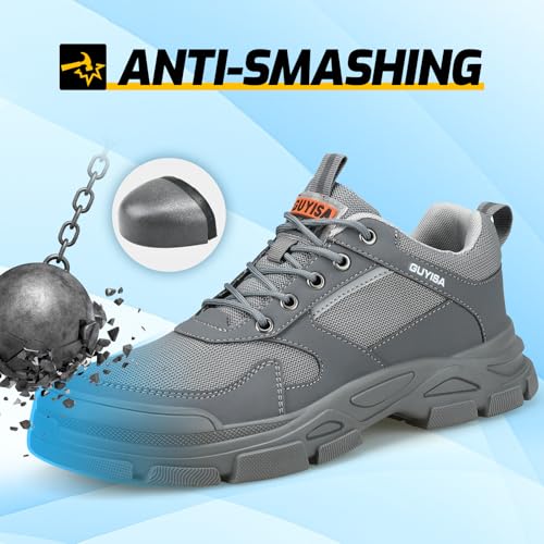 Image of Steel Toe Shoes for Men,Lightweight Non Slip Work Shoes for Men,Indestructible Steel Toe Boots,Industry Construction Safety Work Boots.