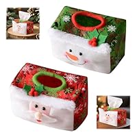 Vlecexs 2 Stücke Weihnachtstaschentuchhalter Boxen Set Weihnachtsmann Serviettenhalter Papierhandtuchhalter Schneemann Weihnachts Seidenpapierabdeckungen Tuchboxen Rot Grün