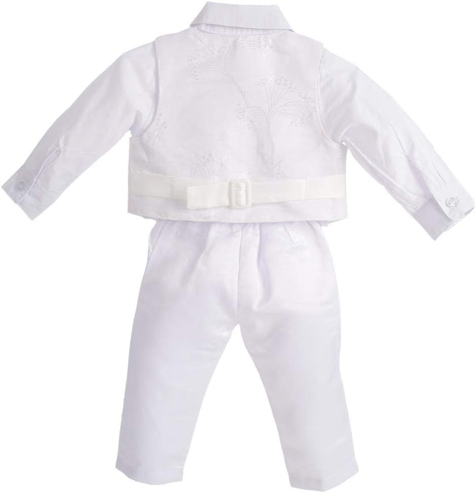 Dressy Daisy Baby Boys White Suit Christening Clothing Baptism Outfits with Bonnet Long Sleeve Floral - Image 2