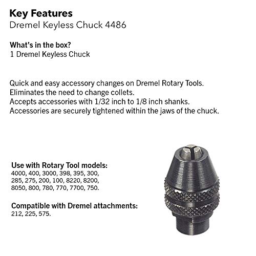 Dremel Lite 7760 N/10 4V Li-Ion Cordless Rotary Tool Bundle with Dremel 4486 Keyless Chuck