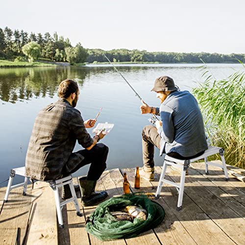 Luisladders Step Ladder Aluminum Work Platform Ladder Drywall Bench Heavy Duty Portable Work Platform Extra-Large Folding Step Bench Ladder En131 330Lbs #TOP5