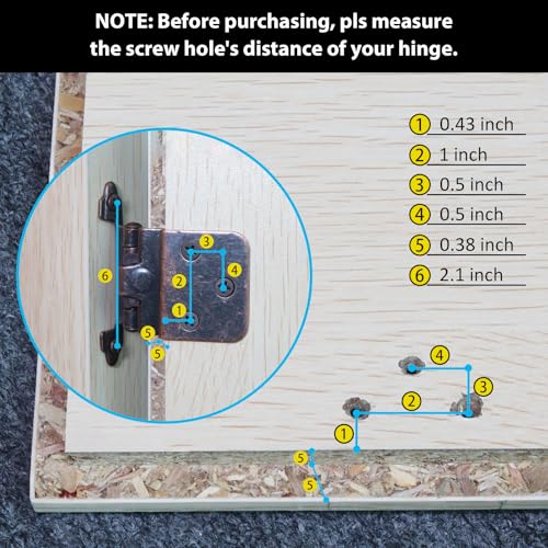 Antique Copper Cabinet Door Hinges Self Closing,30 Pack (15 Pairs) 3/8 Inset Oil Rubbed Bronze Hinges for Kitchen Cabinets by Donanim - Image 7