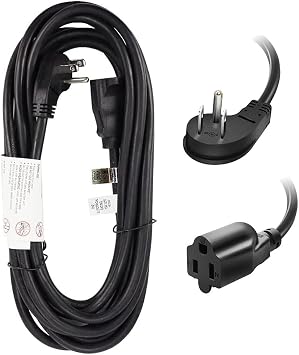 EP 25 Ft Indoor Short Flat Plug Extension Cord, Low Profile 3 Prong Grounded Flexible Black Power Cable for Laptops, Coffee Makers, Office Home Appliances, 16/3 Gauge 13A 125V 1625W ETL Listed