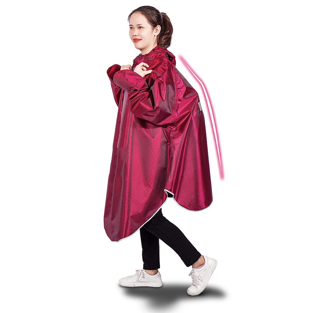 Fahrrad-Regenponcho für Erwachsene, Regenmantel mit Kapuze für Damen und Herren mit reflektierenden Streifen, leichter, wasserdichter, wiederverwendbarer Fahrrad-Regenmantel (Lila, Einzelgröße 4XL)
